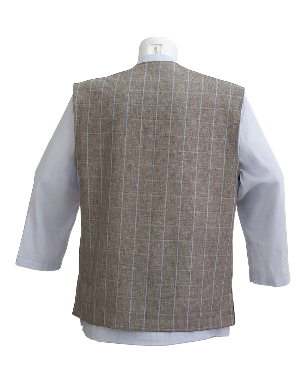 Taupe Windowpane Wool Waistcoat