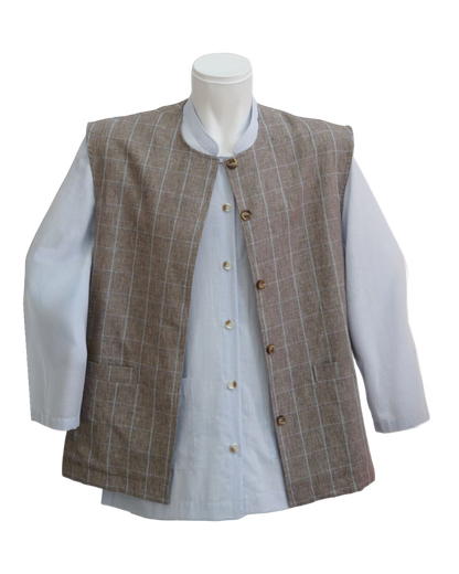 Taupe Windowpane Wool Waistcoat