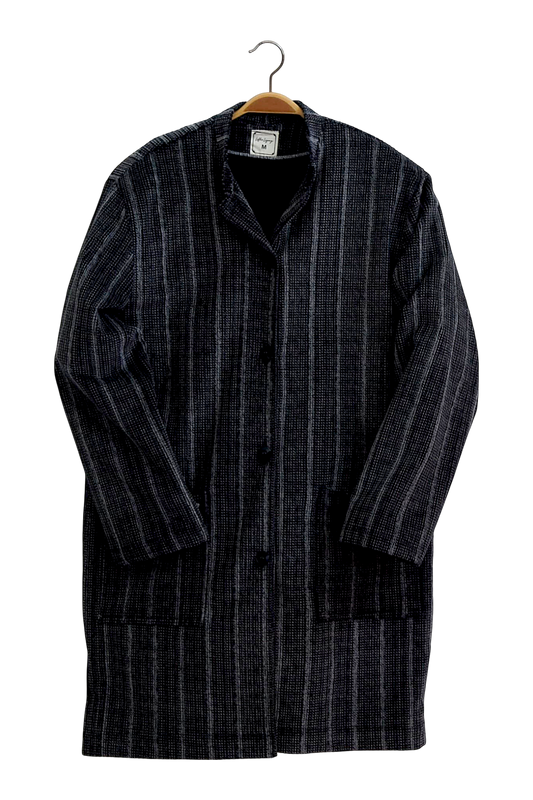 Charcoal Pinstripe Wool Jubba