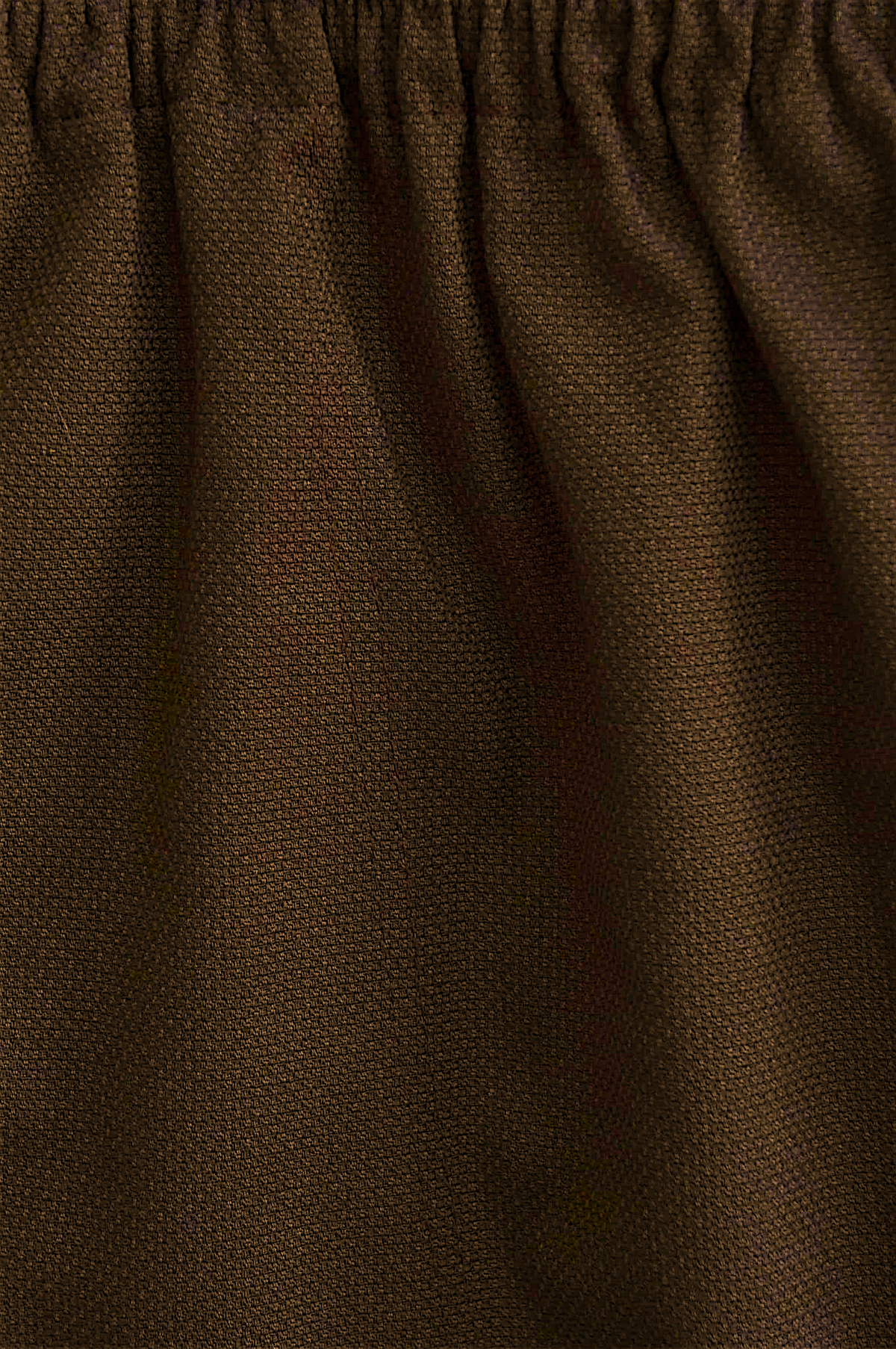 Lefke Legacy chocolate brown cotton mix shalwar fabric with a soft sheen and gathered drawstring waist detail.