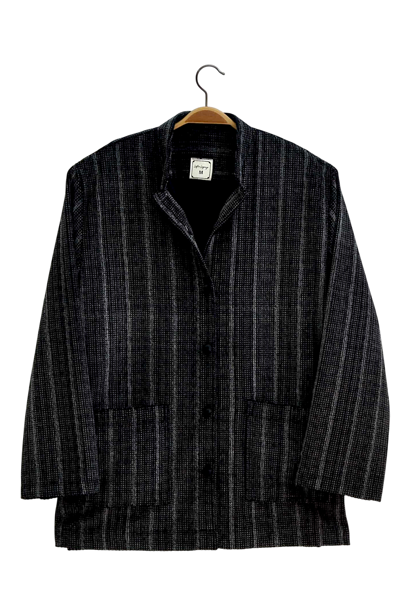 Charcoal Pinstripe Wool Shirt